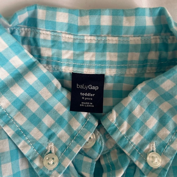Turquoise and White Checkered Button-Up Shirt from babyGap - Picture 4 of 4